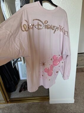 Disney Spirit Tee  Light Pink Long-Sleeve Graphic Tee with Gold Script